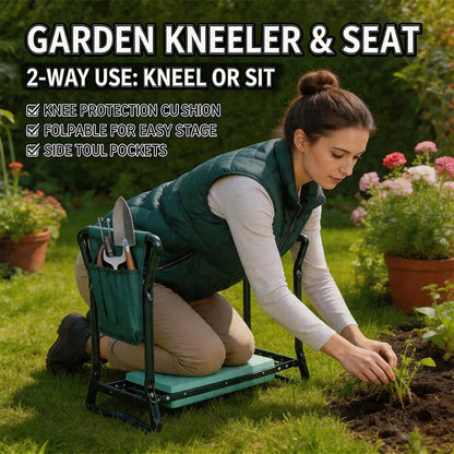 Garden Kneeler Folding Garden Seat with Thicken Widen Soft Kneeling Pad Heavy Duty Multi-Use Gardener Stool Knee Gardening Bench