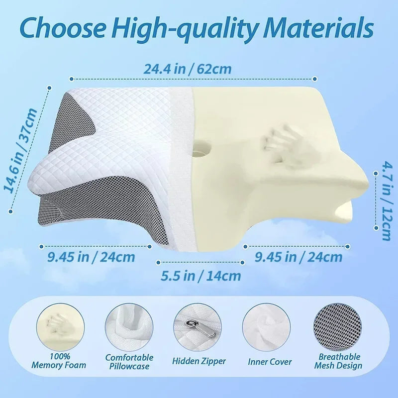 Butterfly Sleep Memory Neck Pillow Slow Rebound Comfortable Memory Foam Sleep Pillow Cervical Orthopedic Neck Massage Bed Pillow