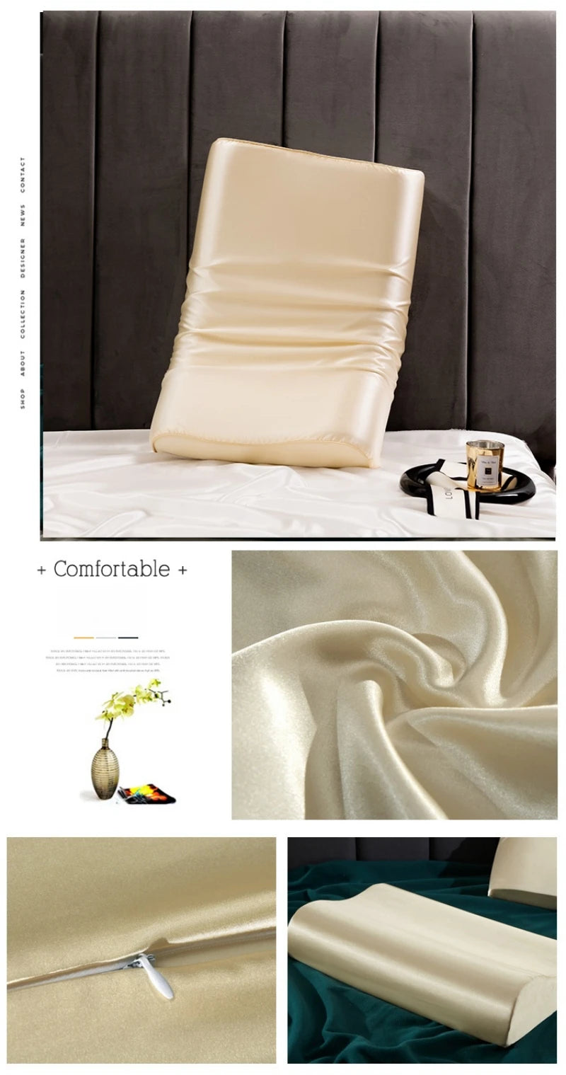 Satin Silk Pillowcase for Memory Foam and Latex Pillow Solid Cushion Cover Hair Skin Protect Decorative Case 30x50cm/40x60cm