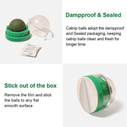 Rotating Catnip Ball Cat Toy Wall-Mounted Self-Playing Cat Teaser Boredom Relief Molar Biscuit Licking Toy Interactive Supplies