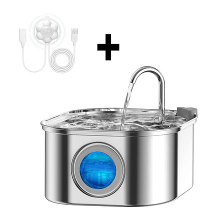 Transparent Window Cat Water Dispenser with Sensor 3.2L/108oz Super Quiet & Pets Auto Filter Stainless Steel Cats Water Fountain